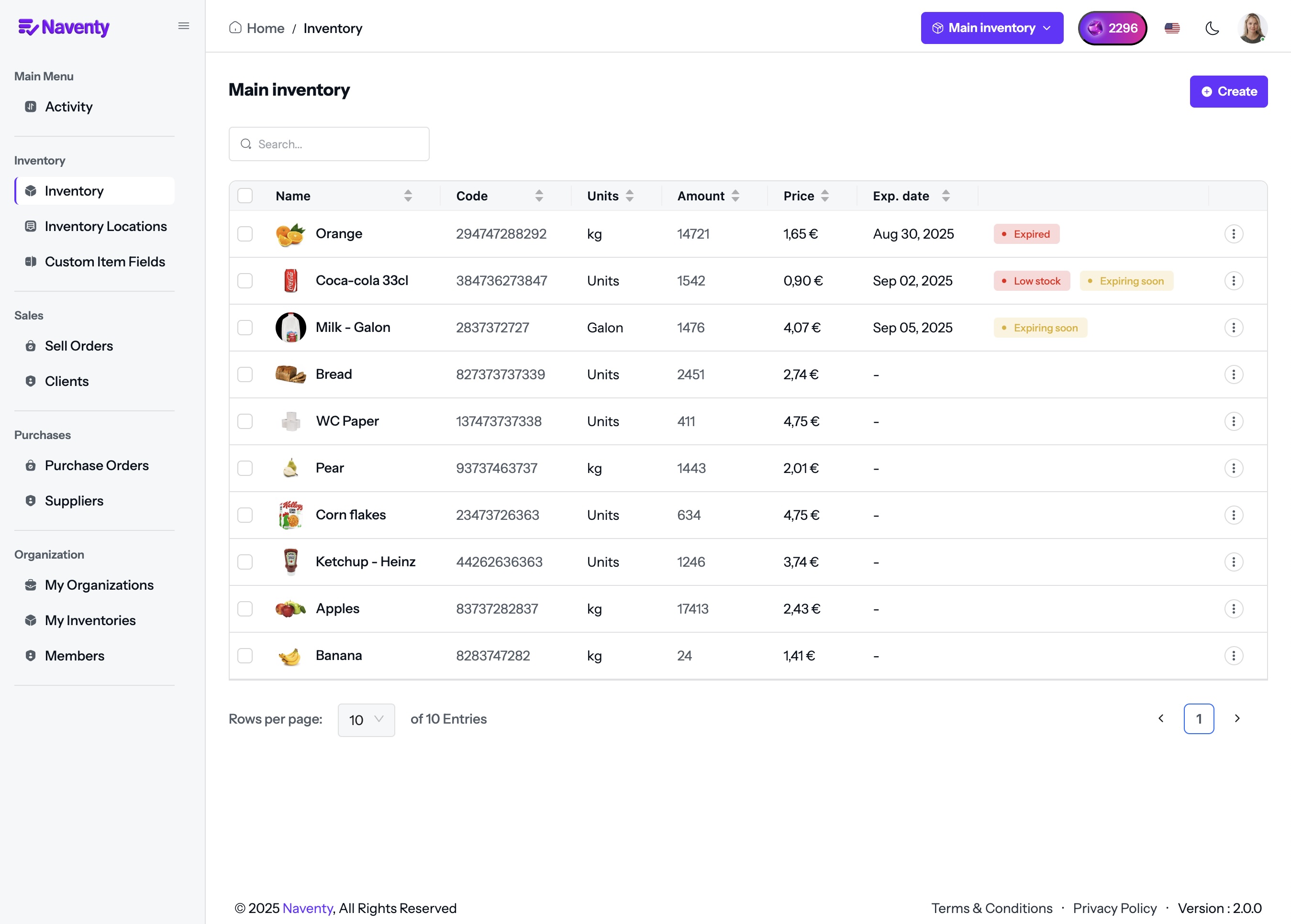 Naventy डेमो लेआउट